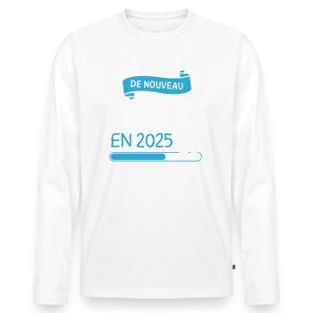 De Nouveau Papa en 2025 cadeau futur Père - T-shirt manches longues Premium bio Homme - blanc - Devant - Nico (187cm)