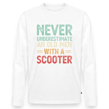 Never Underestimate An Old Man With A Scooter Gift - Men's Premium Organic Long Sleeve Shirt - white - Front - Nico (187cm)