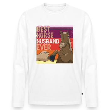 Best Horse Husband Ever Funny Vintage Horse Lover - Men's Premium Organic Long Sleeve Shirt - white - Front - Nico (187cm)