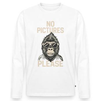 No pictures please - Men's Premium Organic Long Sleeve Shirt - white - Front - Nico (187cm)