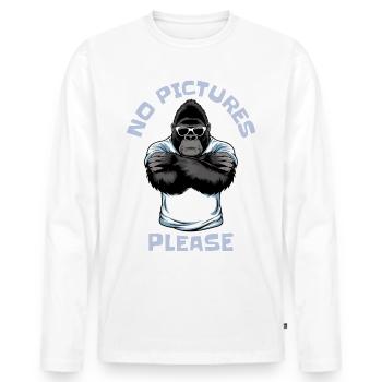 No pictures please - Men's Premium Organic Long Sleeve Shirt - white - Front - Nico (187cm)