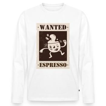 Wanted Espresso - Men's Premium Organic Long Sleeve Shirt - white - Front - Nico (187cm)
