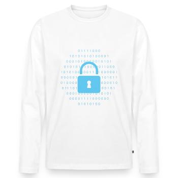 Denke nach bevor du klickst - Sicherheit im Netz - Männer Premium Bio Langarmshirt - Weiß - Vorne - Nico (187cm)