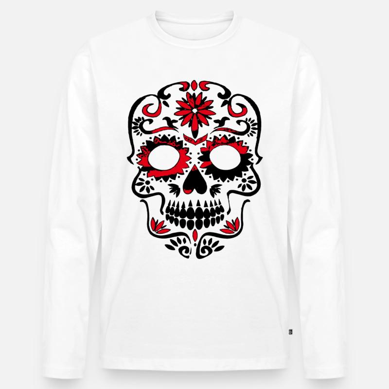 Mexiko-Schädel - Männer Premium Bio Langarmshirt - Weiß
