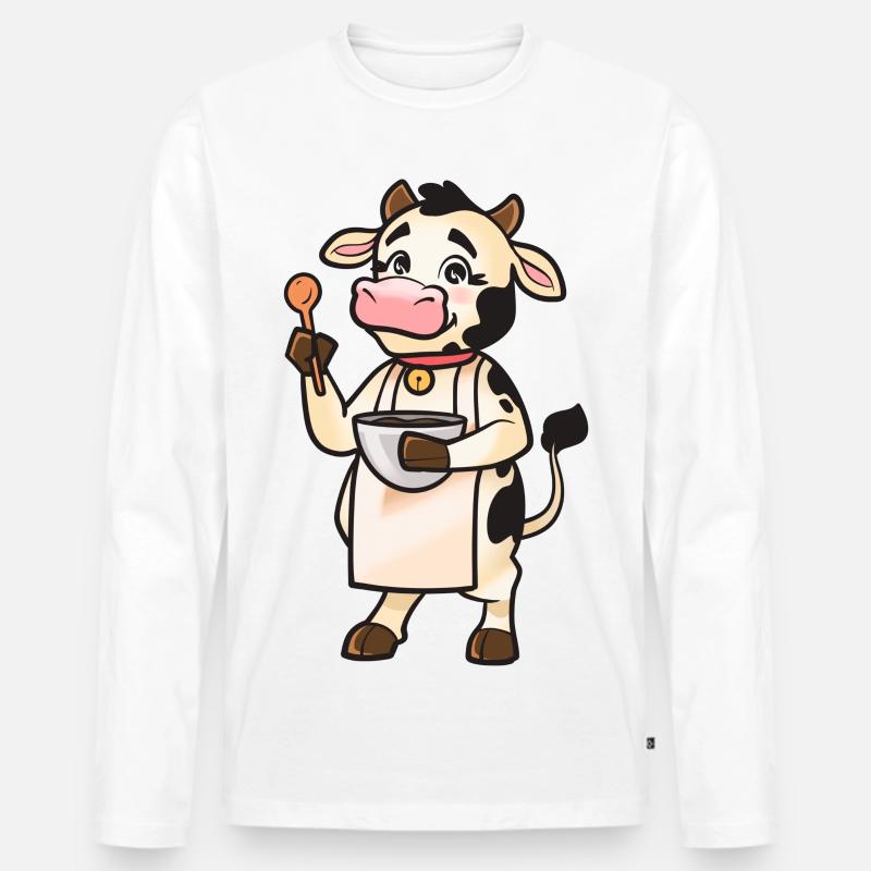 Kochende Kuh - Männer Premium Bio Langarmshirt - Weiß