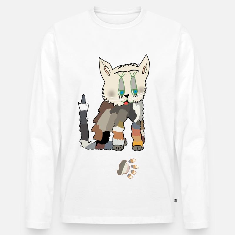Patchwork Katze Fred Tatze - Männer Premium Bio Langarmshirt - Weiß