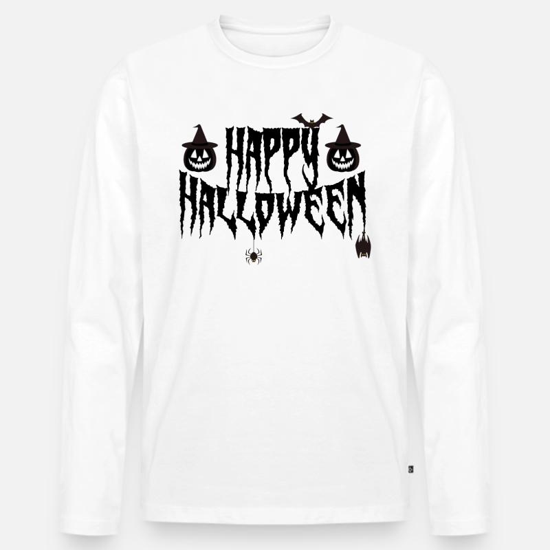 Fröhliches Halloween - Männer Premium Bio Langarmshirt - Weiß