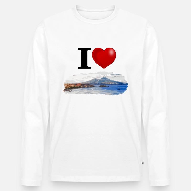 Ich liebe Neapel - Männer Premium Bio Langarmshirt - Weiß