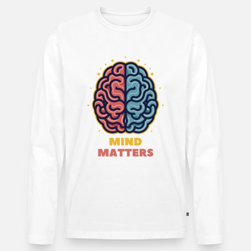 Mind Matters - Gehirn-Illustration - Männer Premium Bio Langarmshirt - Weiß