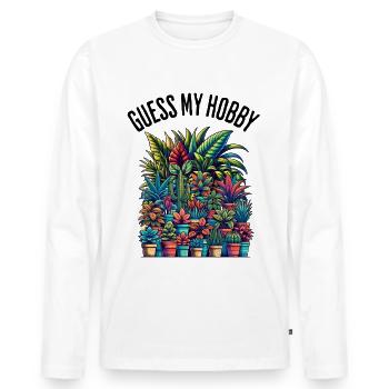 Devinez mon hobby amateur de plantes fleuriste jardinier - T-shirt manches longues Premium bio Homme - blanc - Devant - Nico (187cm)