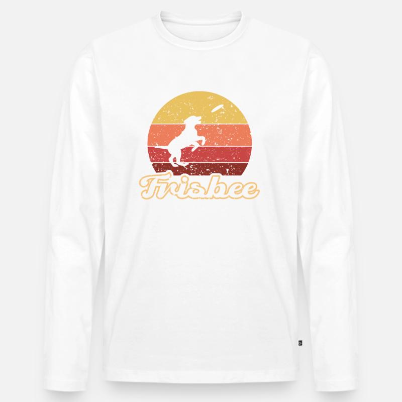 Frisbee Discgolf Hund Geschenkidee - Männer Premium Bio Langarmshirt - Weiß
