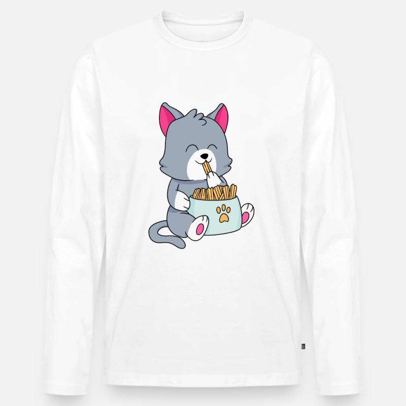 Katzen Essen Ramen - Männer Premium Bio Langarmshirt - undefined