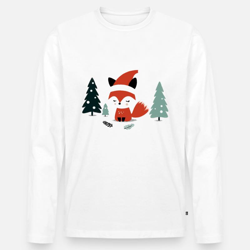 Weihnachtsfuchs - Männer Premium Bio Langarmshirt - Weiß