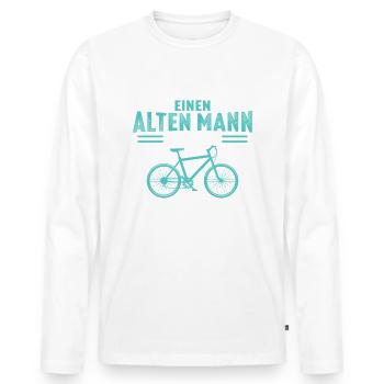 Alten mann auf einem fahrrad - Männer Premium Bio Langarmshirt - Weiß - Vorne - Nico (187cm)