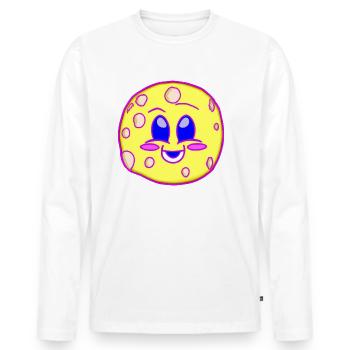 Lune laide Kawaii - T-shirt manches longues Premium bio Homme - blanc - Devant - Nico (187cm)