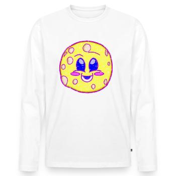 Lune laide Kawaii - T-shirt manches longues Premium bio Homme - blanc - Devant - Nico (187cm)