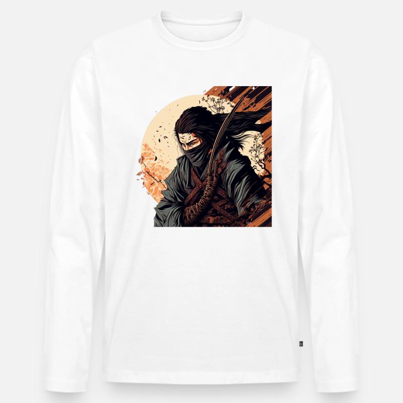 Ninja-Rebell: der lautlose Killer - Männer Premium Bio Langarmshirt - Weiß