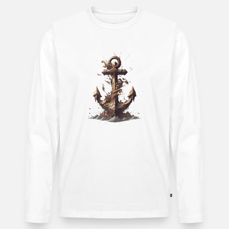 nautischer Anker - Männer Premium Bio Langarmshirt - Weiß