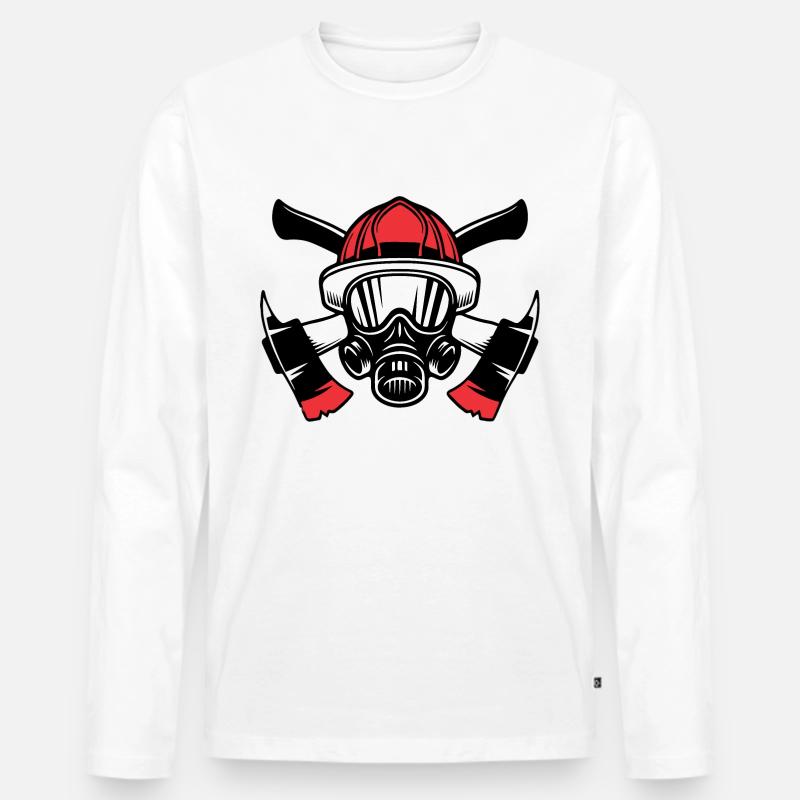 Äxte und Helm - Männer Premium Bio Langarmshirt - Weiß