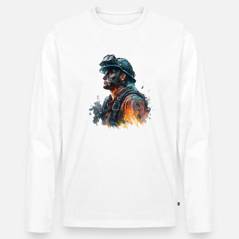 Feuerwehrmann im Einsatz - Männer Premium Bio Langarmshirt - Weiß