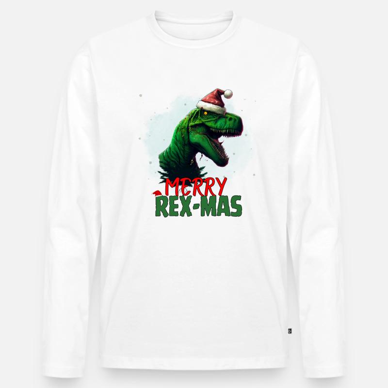 Merry Rex Mas - Männer Premium Bio Langarmshirt - Weiß