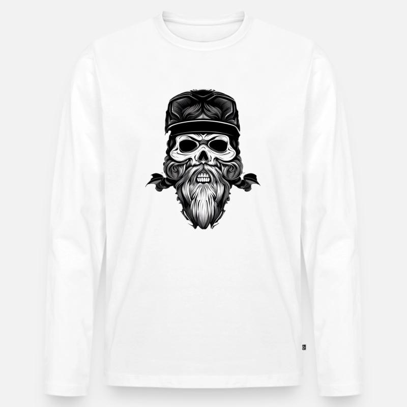 Hardcore Biker - Männer Premium Bio Langarmshirt - Weiß