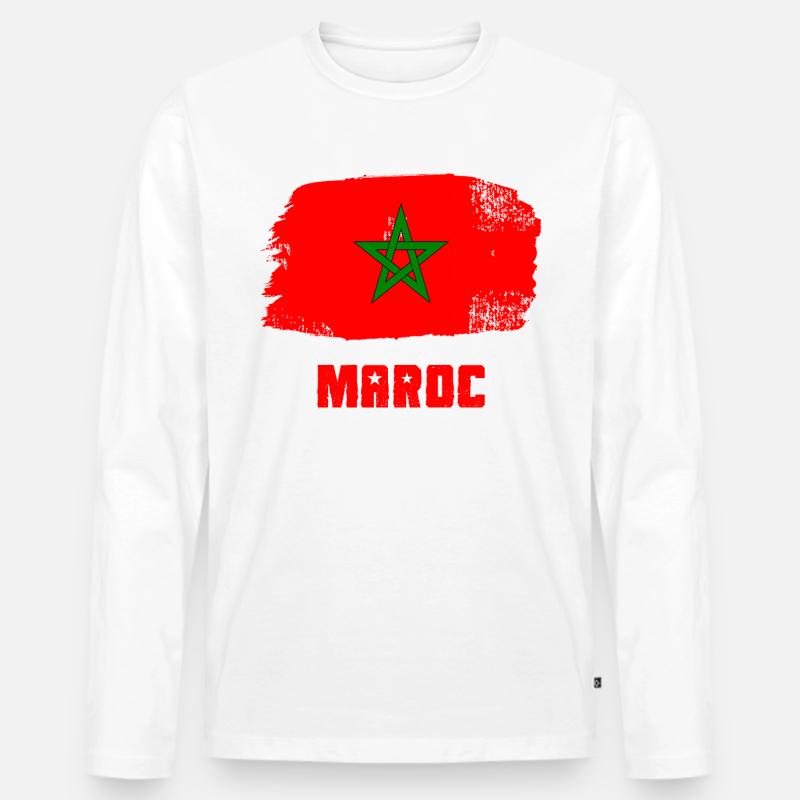 Marokko - Männer Premium Bio Langarmshirt - Weiß