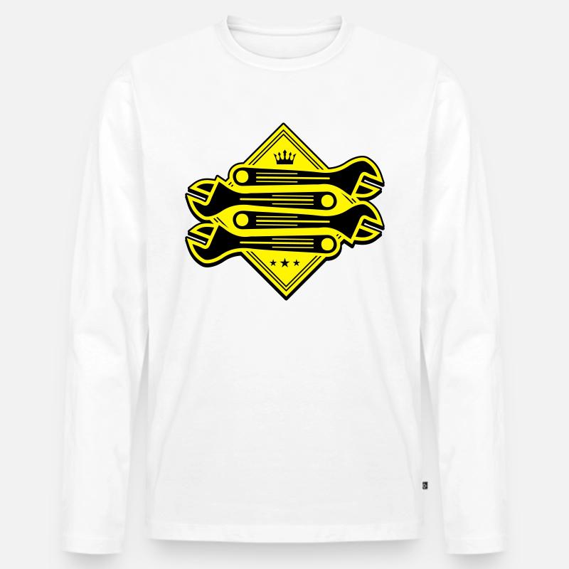 schraubenschlüssel - Männer Premium Bio Langarmshirt - Weiß