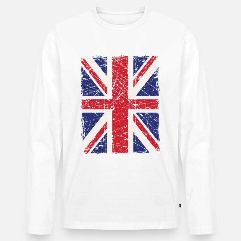 Union Jack - Männer Premium Bio Langarmshirt - Weiß
