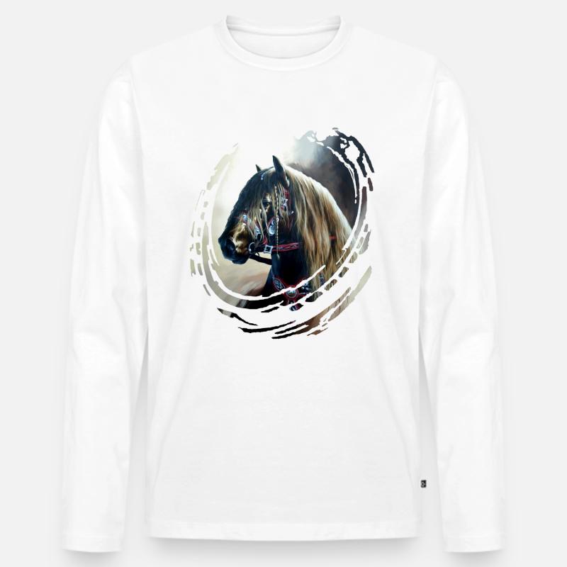 Kaltblut - Männer Premium Bio Langarmshirt - Weiß