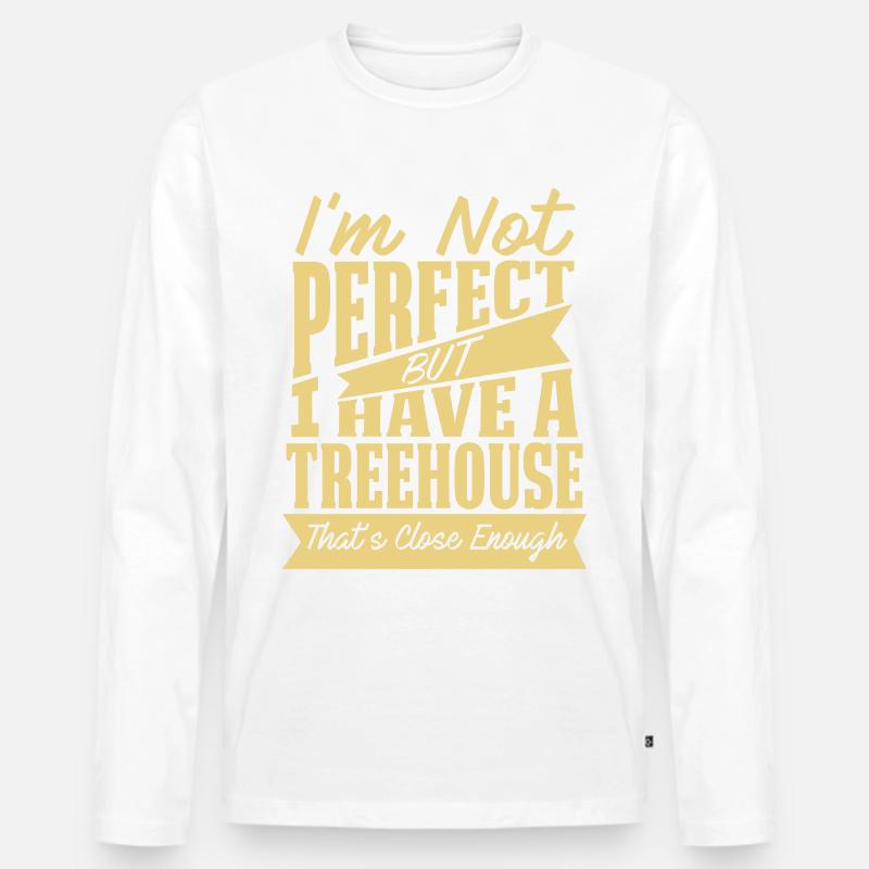 PERFEKT MIT TREEHOUSE - Männer Premium Bio Langarmshirt - Weiß