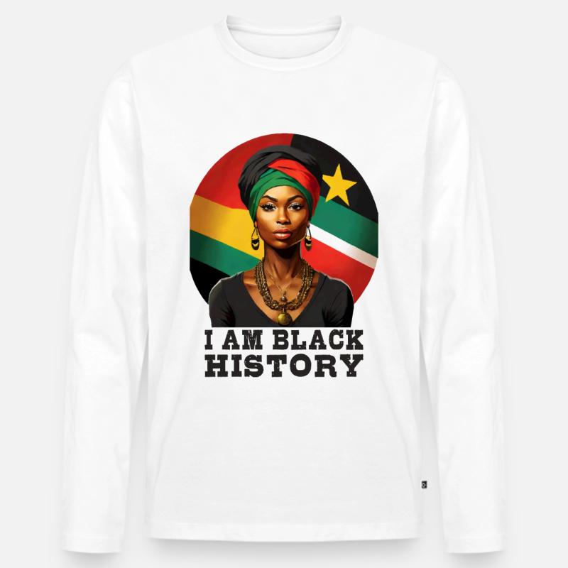 Ich bin Black History - Männer Premium Bio Langarmshirt - Weiß