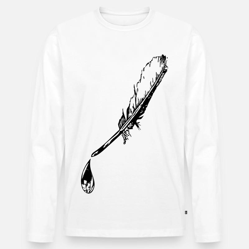 Feather skull drop vector - Men's Premium Organic Long Sleeve Shirt - white