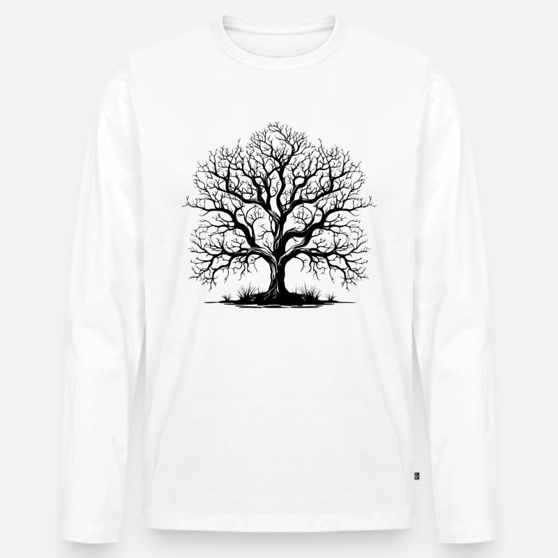 Baum ohne Blätter - Männer Premium Bio Langarmshirt - Weiß