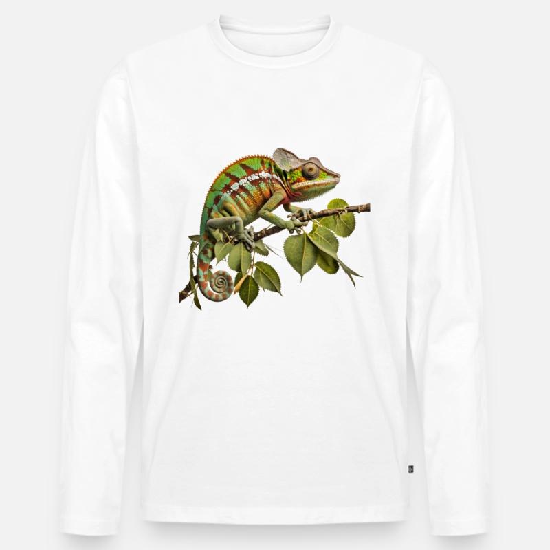 Chamäleon-Glamour - Männer Premium Bio Langarmshirt - Weiß