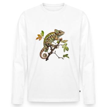 Suivez le caméléon - T-shirt manches longues Premium bio Homme - blanc - Devant - Nico (187cm)