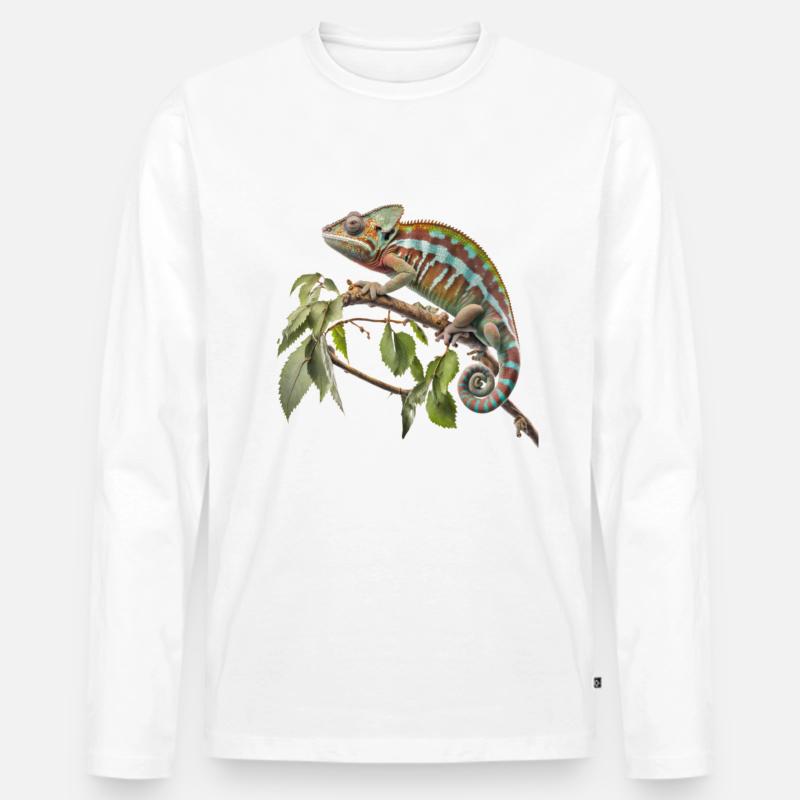 Der Chamäleon-Look - Männer Premium Bio Langarmshirt - Weiß