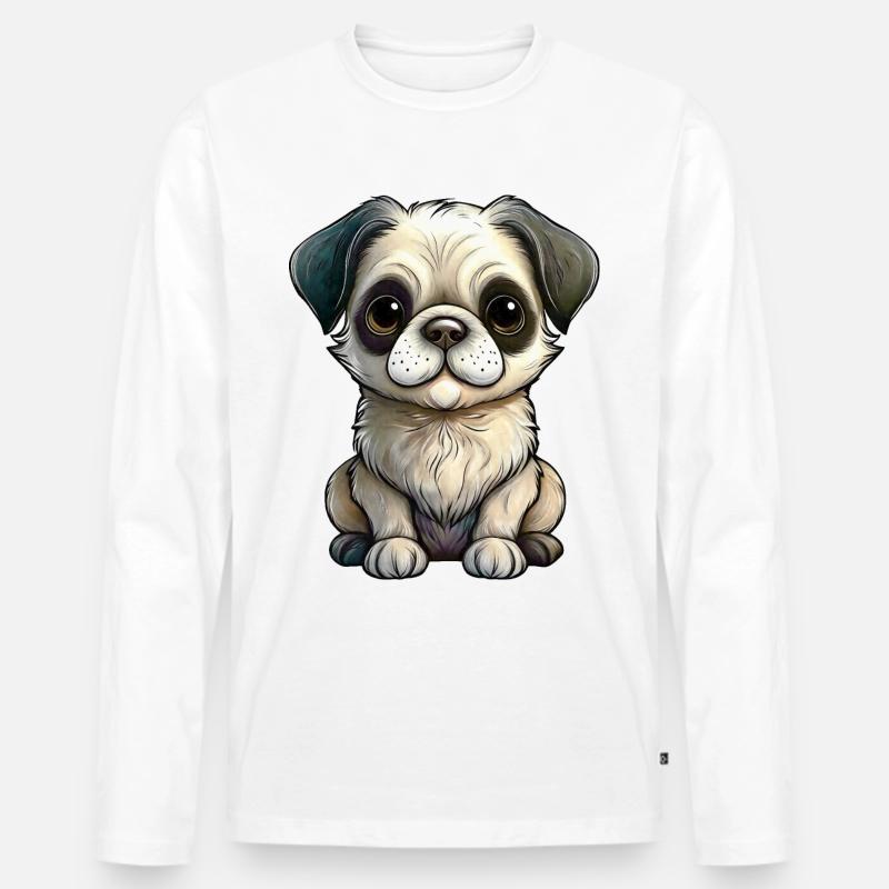 Welpe Hund - Männer Premium Bio Langarmshirt - Weiß