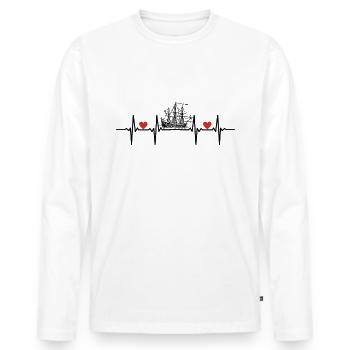 Bateaux Bateaux Yacht Yachts Capitaine Capitaine Navires - T-shirt manches longues Premium bio Homme - blanc - Devant - Nico (187cm)