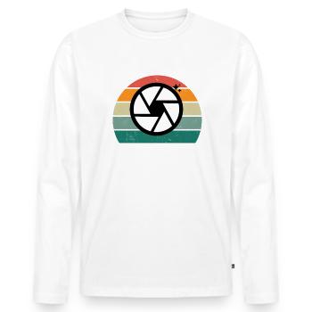 Foto Fotos Fotografin Fokus Fokussieren Fotograf - Männer Premium Bio Langarmshirt - Weiß - Vorne - Nico (187cm)