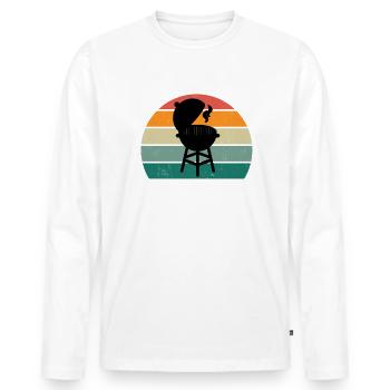 Griller Barbeque Bratwurst Steak Charcoal BBQ Grill - Men's Premium Organic Long Sleeve Shirt - white - Front - Nico (187cm)