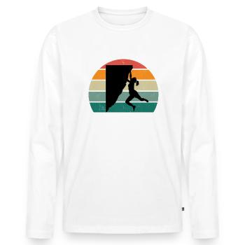 Grimpeur Grimpeur Bloc Escalade - T-shirt manches longues Premium bio Homme - blanc - Devant - Nico (187cm)