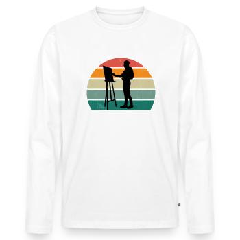 Peintre Peintre Dessin Dessinatrice Dessinatrice Couleur - T-shirt manches longues Premium bio Homme - blanc - Devant - Nico (187cm)