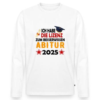 Abitur 2025 Abireise Abifeier Abifahrt Abiturient - Männer Premium Bio Langarmshirt - Weiß - Vorne - Nico (187cm)