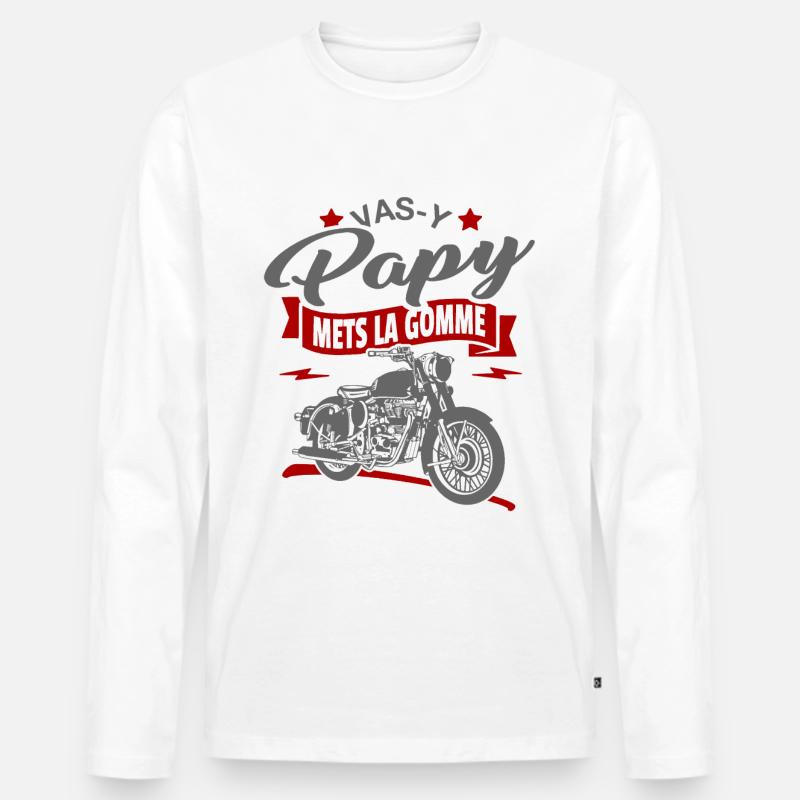 geh da Papy den Radiergummi - Männer Premium Bio Langarmshirt - Weiß
