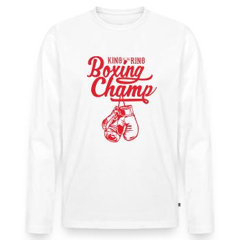 Boxing Champ - Men's Premium Organic Long Sleeve Shirt - white - Front - Nico (187cm)