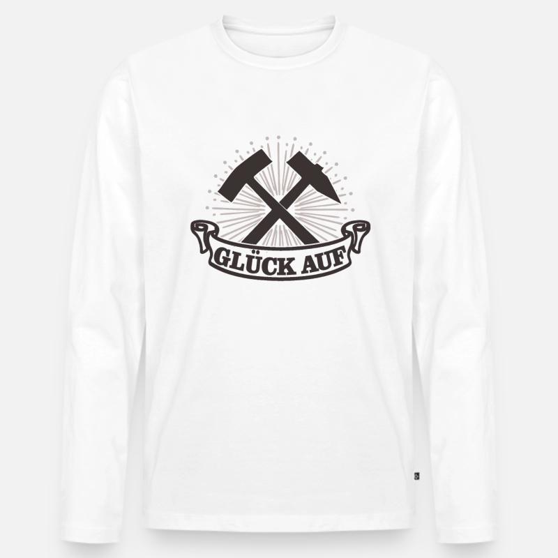 Glück Auf - Männer Premium Bio Langarmshirt - Weiß
