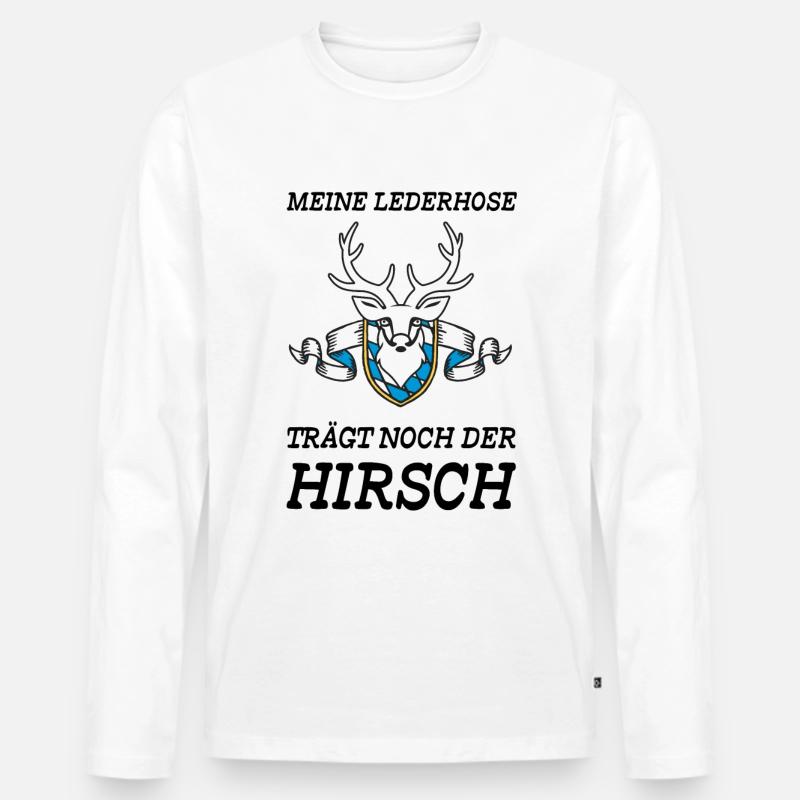 Lederhose - Männer Premium Bio Langarmshirt - Weiß