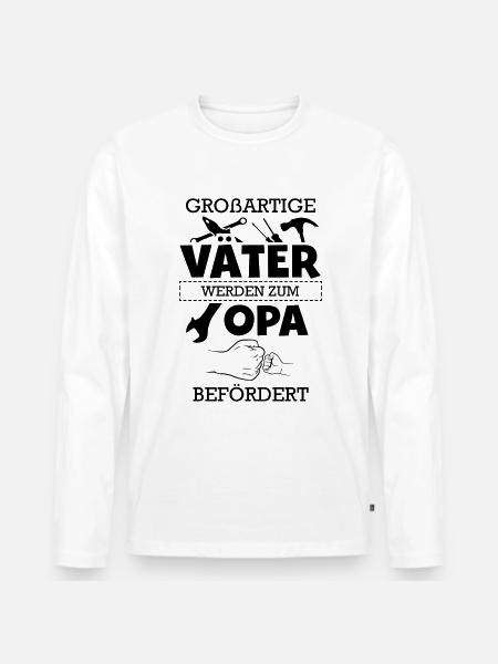 Großartige Väter Opa - Männer Premium Bio Langarmshirt - Weiß