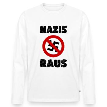 Dire anti-nazi - T-shirt manches longues Premium bio Homme - blanc - Devant - Nico (187cm)